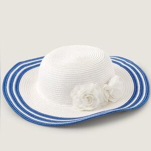 Gymboree "Splish-Splash" white blue stripe straw sun hat